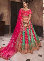 Banarasi Silk Pink Bridal Wear Embroidery Work Lehenga Choli